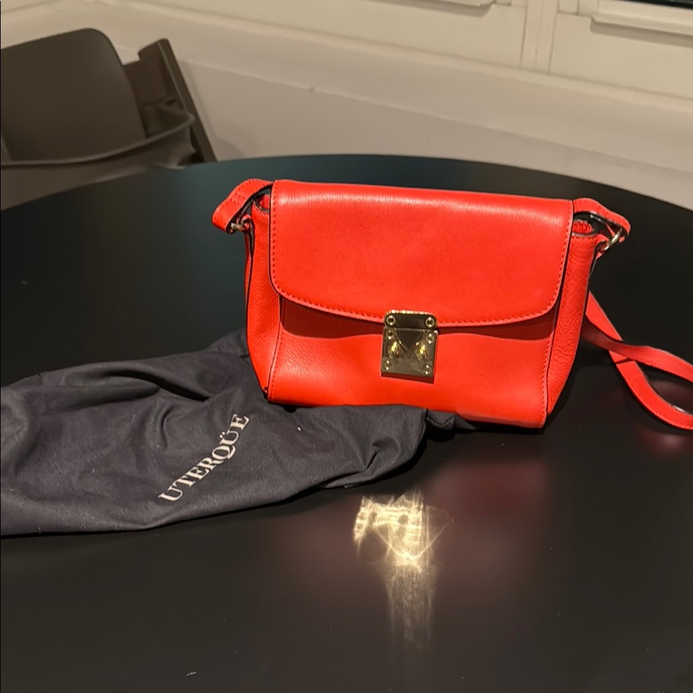 Uterque Orange Crossbody Bag leather